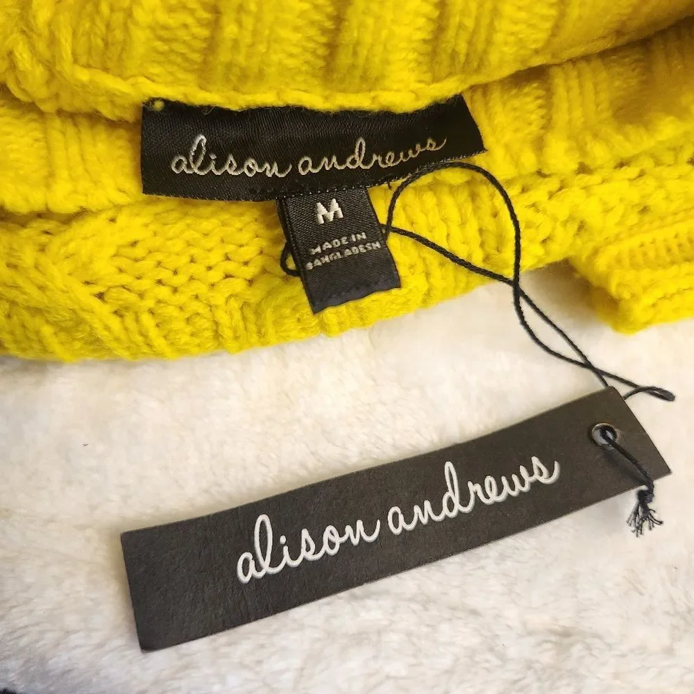 3/$25 NWT Alison Andrews Yellow Cable Knit Sweater Sz M